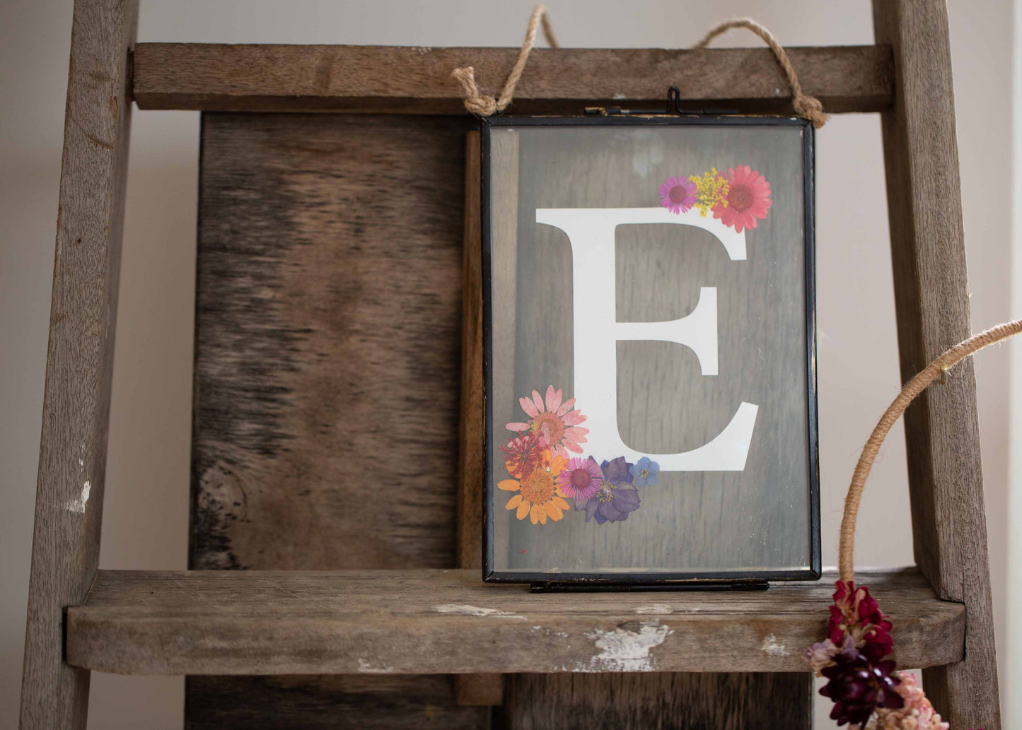 Framed Pressed Botanical with Initial