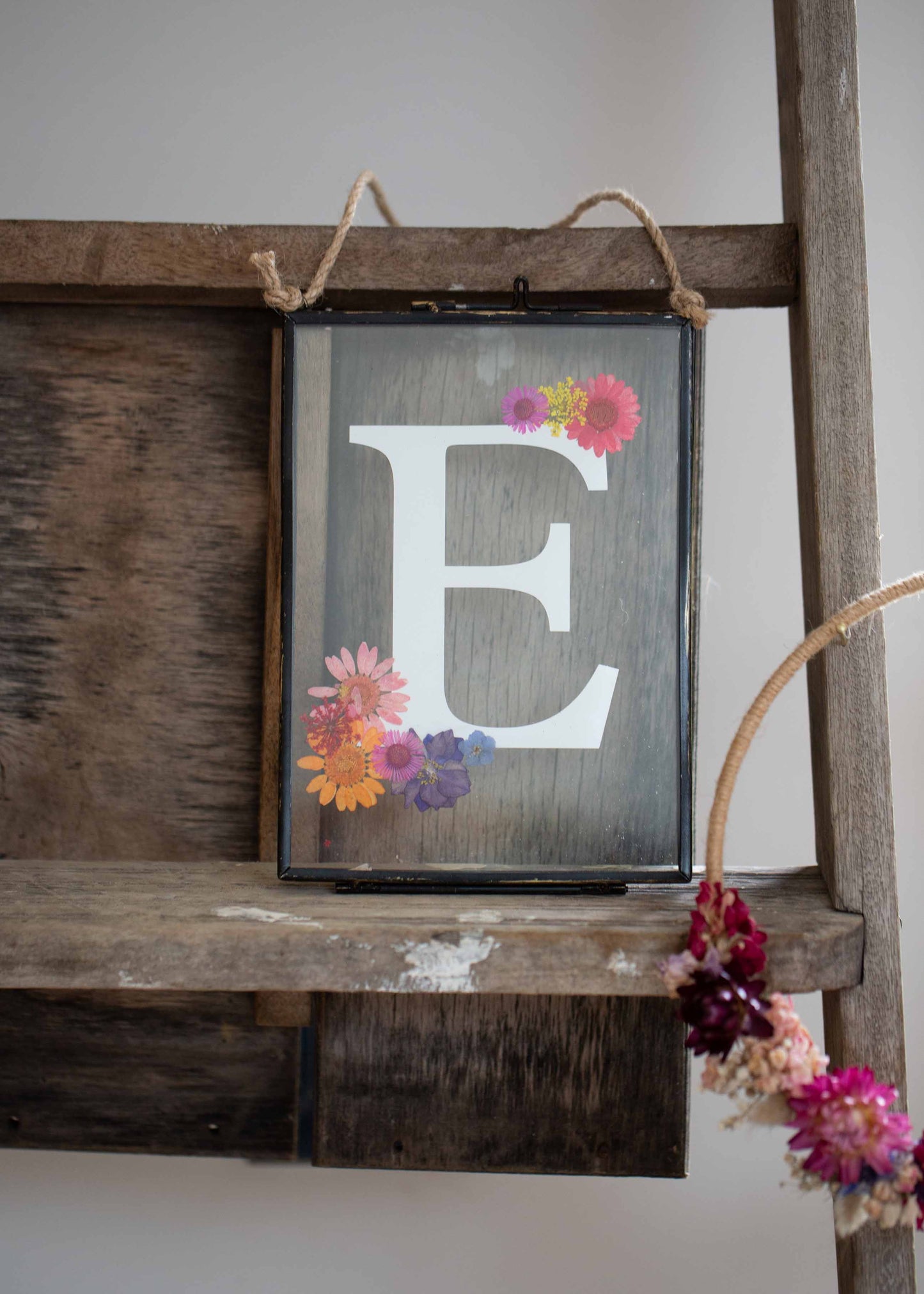 Framed Pressed Botanical with Initial